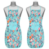 Heart Home Flower Printed Apron with 1 Front Pocket- Pack of 2 (Green)-50HH0713